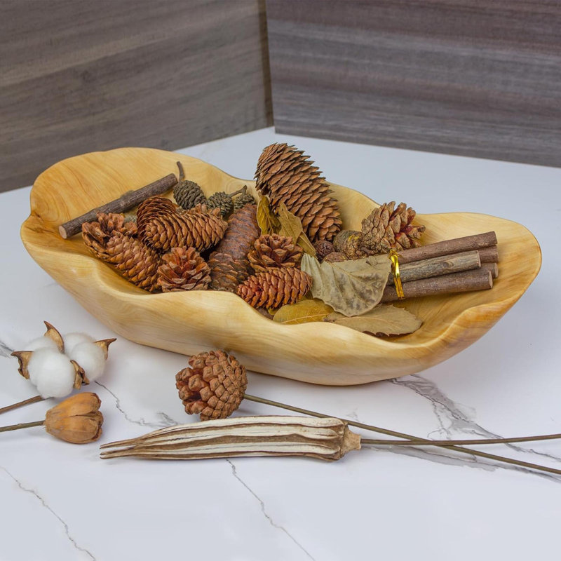 Bol à fruits en bois fabriqué à la main en bois - Panier à fruits naturel pour présentoir de comptoir de cuisine, bol décoratif