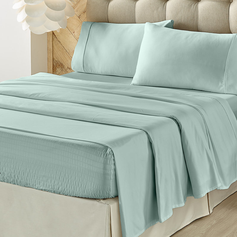 Royal Fit Sheet Set, King Sheet Set + Fitted Sheet + 2 Pillowcases, Seafoam