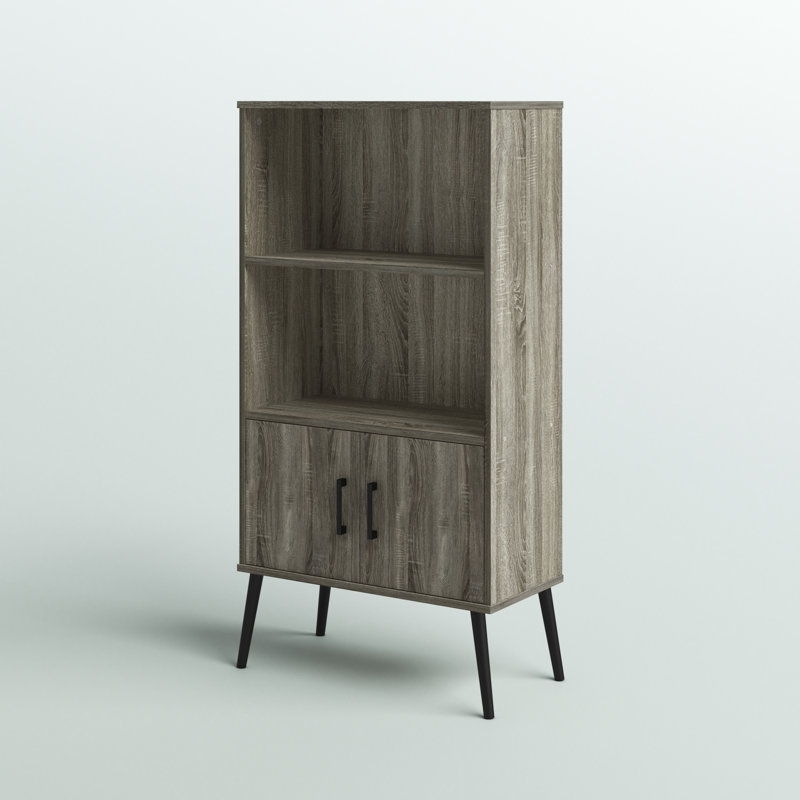 Bertta Solid Wood 2 - Door Accent Bookshelf, French Oak Gray