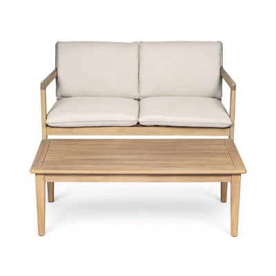 Causeuse d'extérieur en bois d'acacia avec table basse