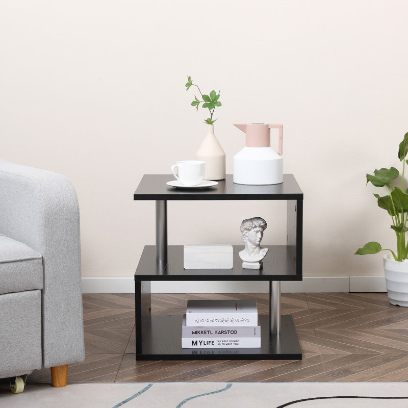 Mote End Table, Black, 19.75" H x 19.75" L x 19.75" W
