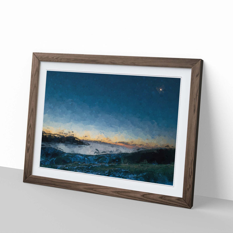 Moon Rising over Lofoten in Abstract - Picture Frame Graphic Art Print, Walnut Framed, 27cm H x 36cm W x 2cm D