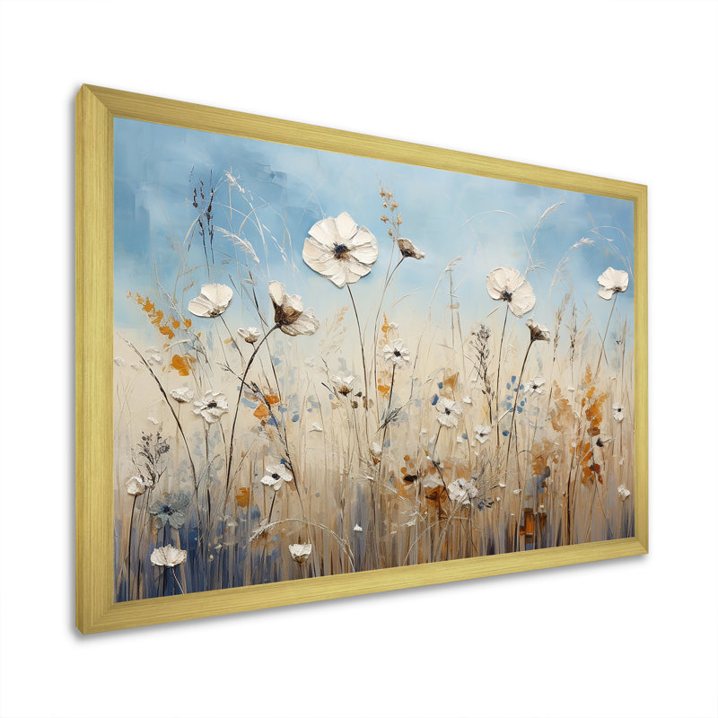 " Minimalism Wildflower Wonderland III ", Gold Single Picture Framed, 30" H x 40" W x 1.5" D