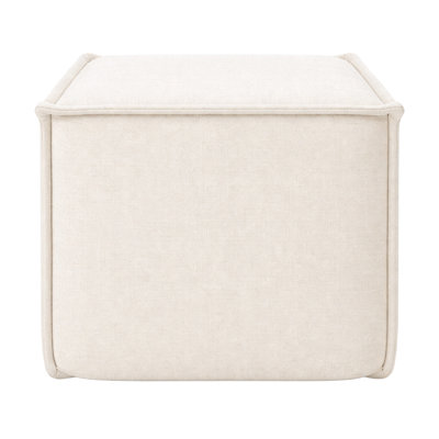 Hampton Square Pouf Ottoman - Snow White