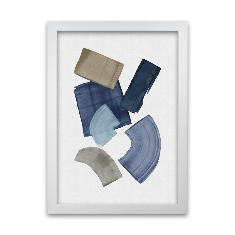 Orara Blue Brown Paint Blocks - Print, White Framed, 59cm H x 42cm W x 1cm D