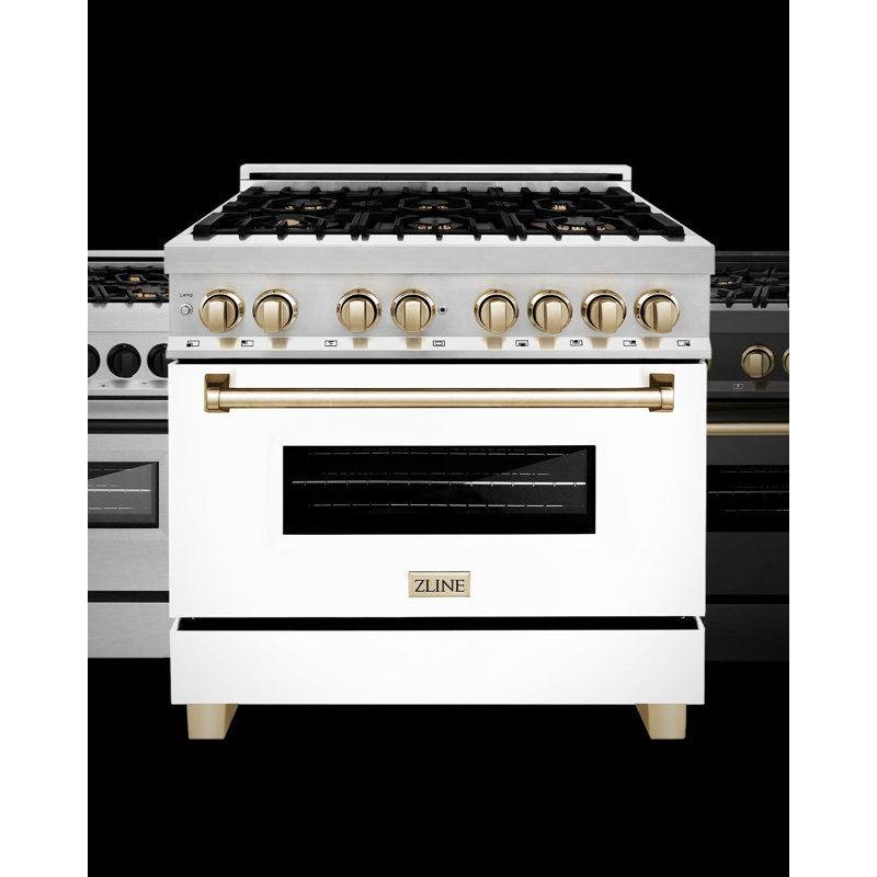 ZLINE 36 in. Autograph Paramount Rangetop in Black Stainless Steel w/ Gold Accents, Black Stainless/Champagne Bronze
