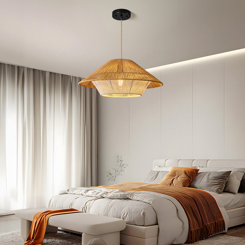 Lustre moderne en rotin 19,68 po, Bronze