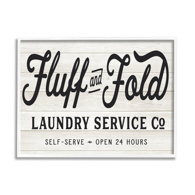 «Farmhouse Fluff and Fold Laundry», publicité, motif rustique surdimensionné encadré noir, art texturé par lettré et doublé