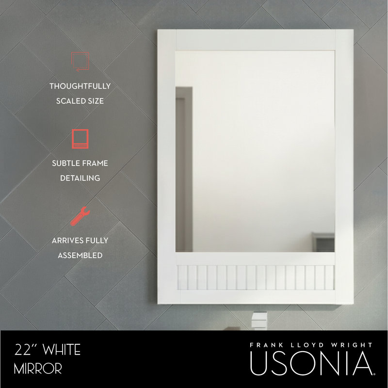 Through Lines Bathroom Mirror, 30" x 22", White