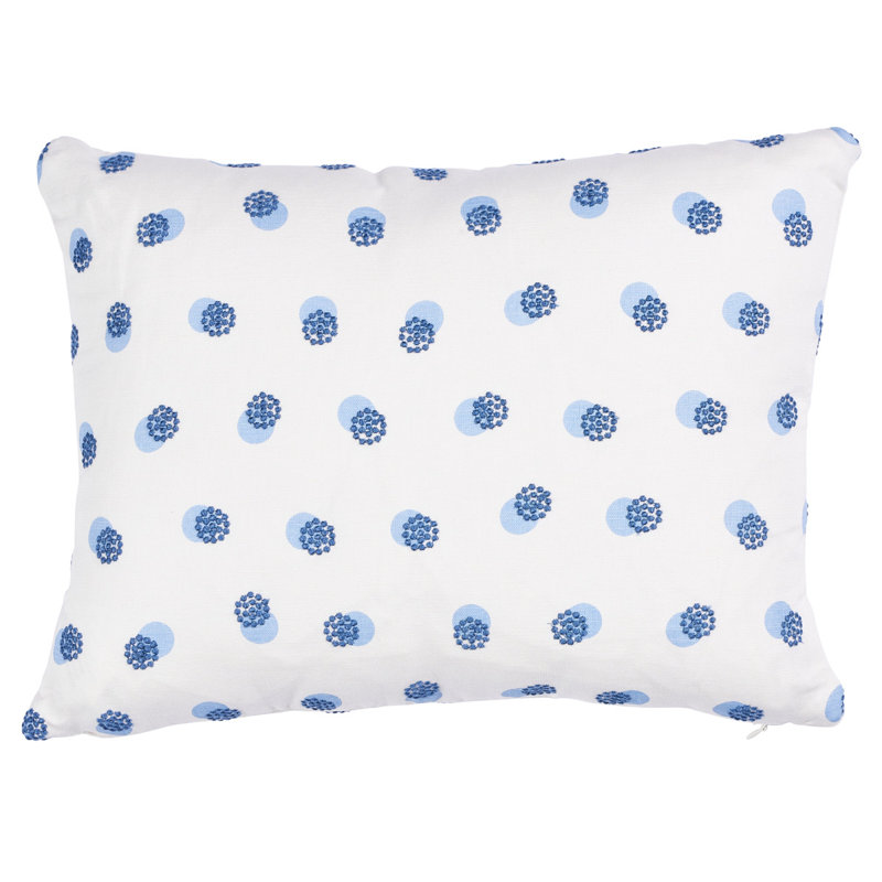 Taylor Embroidery Pillow, 12'' x 18'', Blue/White