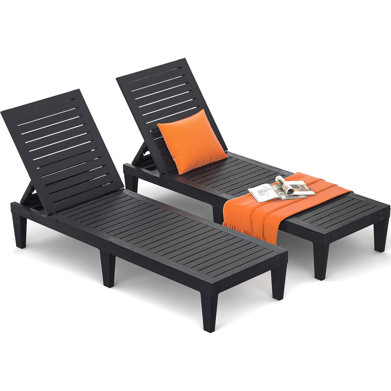 Chaise longue d'extérieur pour 2 personnes, Noir
