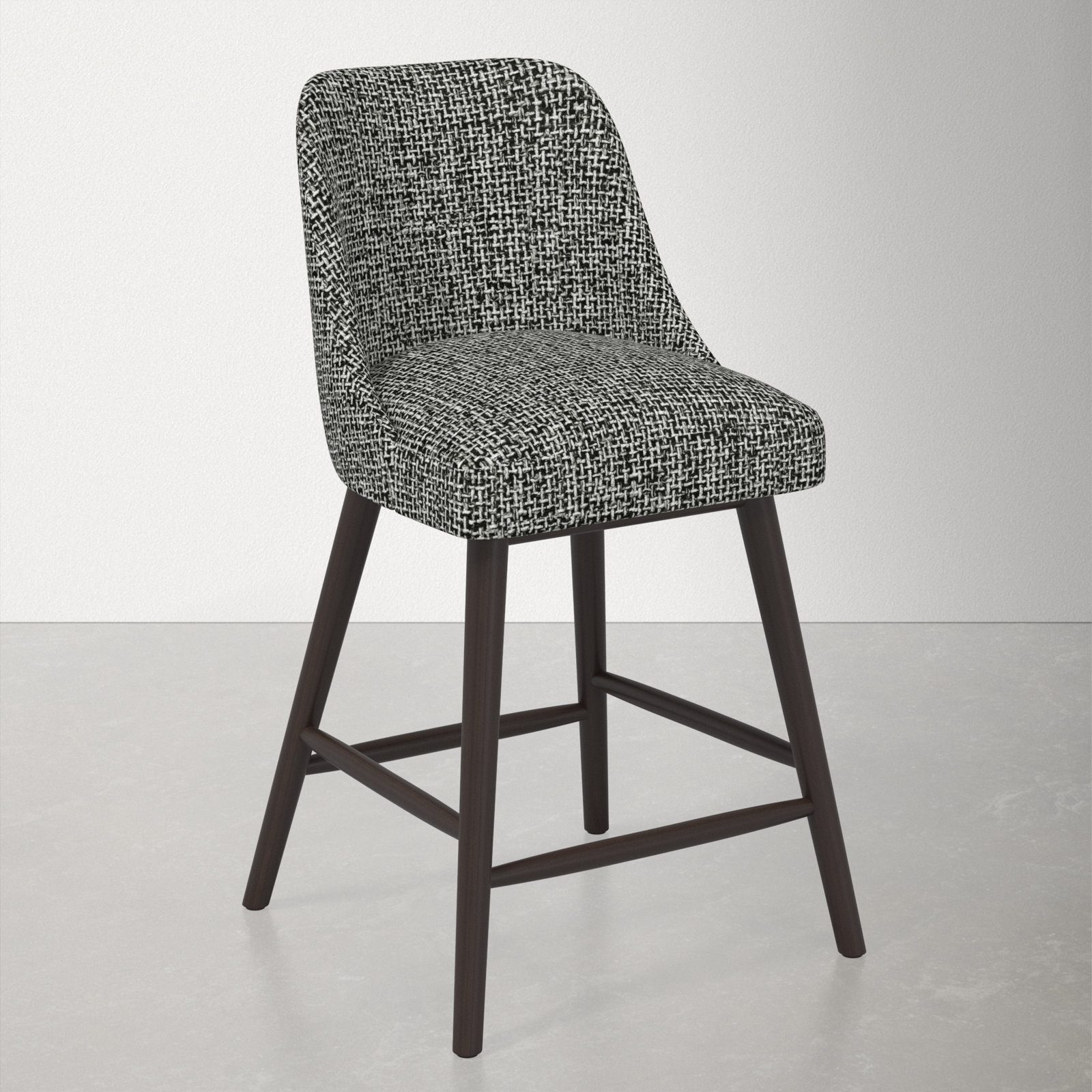 Gallie Stool, Espresso, Counter Stool (27" Seat Height), Modern Pepper Tweed