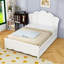 Lit plateforme en bois avec lit gigogne simple et tête de lit-603111725