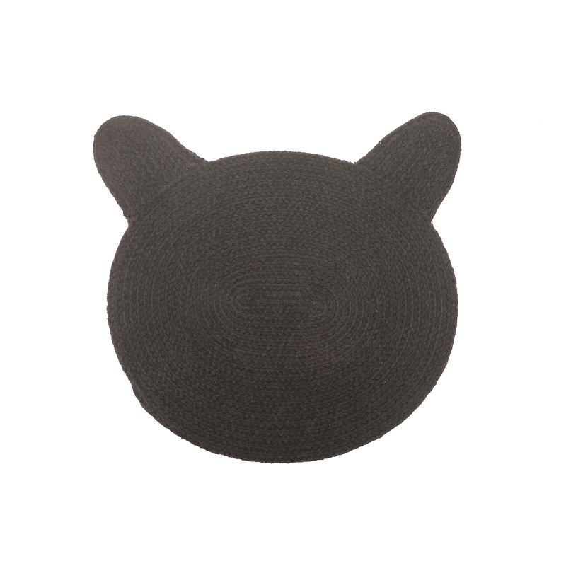 Tapis de chat en coton tressé noir mat 16 x 16