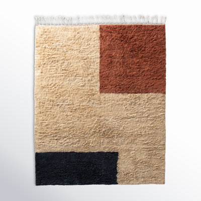 Essi Geometric Handmade Wool Beige/Navy/Red Area Rug