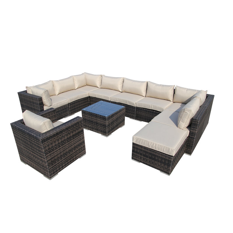 The Wiltshire 9 Seater Set With Single Seater, Mix Brown