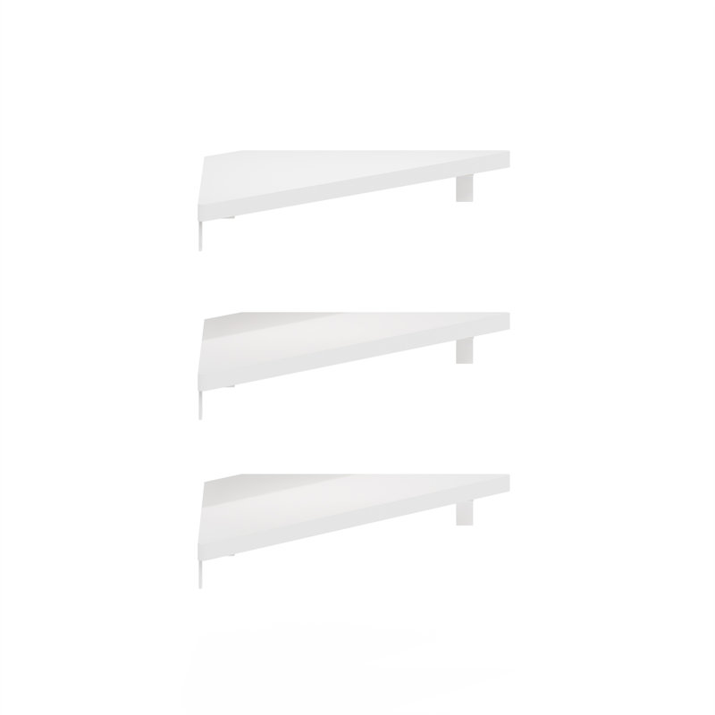Belby Triangle Corner Floating Shelves, Wall Mount Display Shelf, Set of 3, White