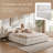 King Size Platform Bed with Thick Linen Headboard and Footboard Block Style Upholstered Grounded Design-132643227-132643225