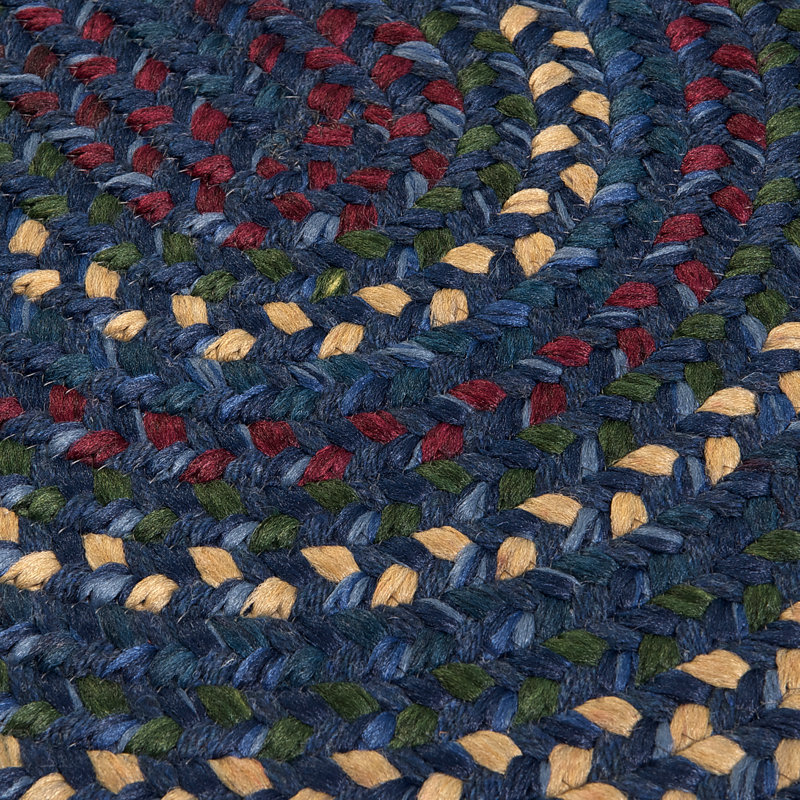 Tapis bleu tressé à motif géométrique Shyla, Tapis de couloir 2 pi x 6 pi