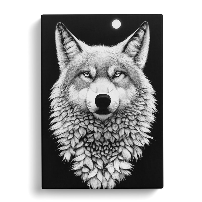 Monochrome Wolf No.1 - Wrapped Canvas Print, 50cm H x 35cm W x 3cm D