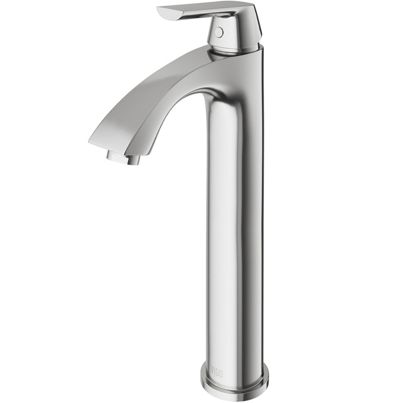 Robinet de lavabo vasque à poignée simple H 12 po Linus, Nickel brossé, Système de drainage non compris