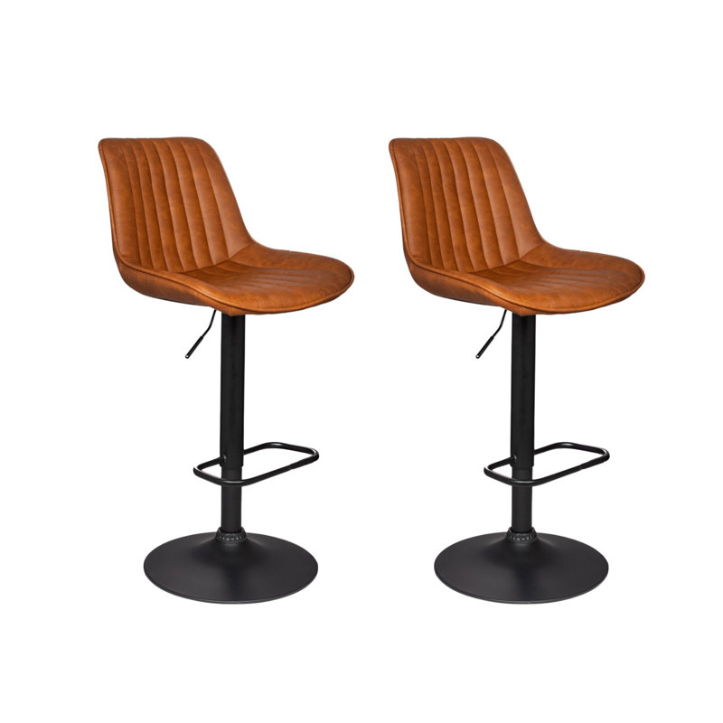 Tabouret pivotant à hauteur réglable Carlaya, Brun caramel / noir