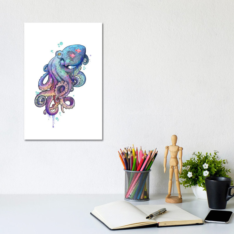 Octopus by Laura Graves - Wrapped Canvas Painting, 20.32 cm H x 30.48 cm W