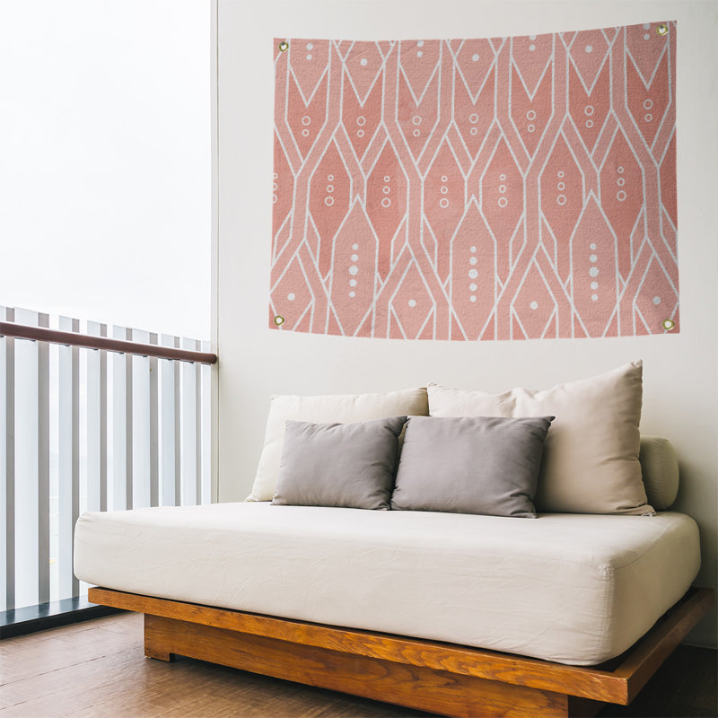 Tapisserie murale treillis, H 26 po x l 36 po, Orange