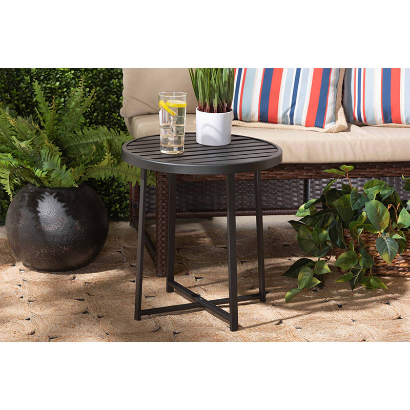Round Metal Outdoor Side Table , 16.9'' in. W 16.9'' in. D