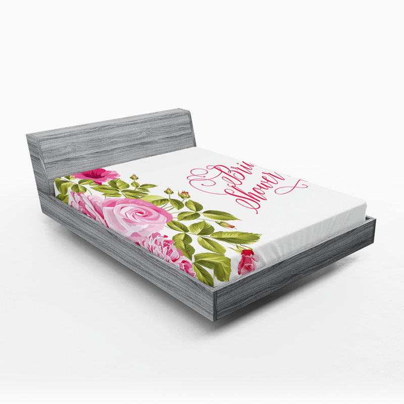 Ensemble de 2 draps-housse Ambesonne Pink Bride Shabby Flowers, California King Sheet Set