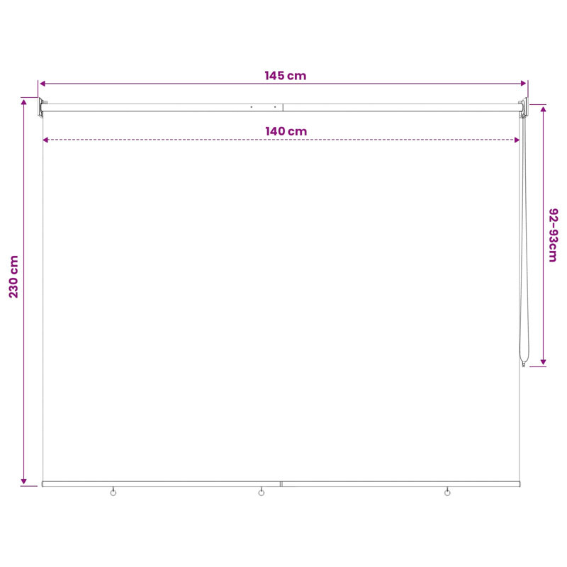 Roller shade, 145 cm W x 230 cm L
