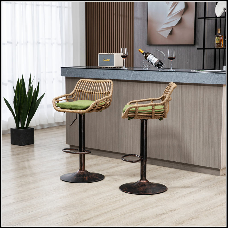 Ensemble de 2 tabourets pivotants, hauteur de comptoir réglable avec dossier ergonomique et repose-pieds pour une assise confortable