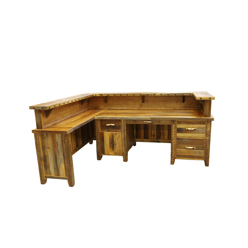 Naithen L-Shaped Wood Reception Desk with Filing Cabinet