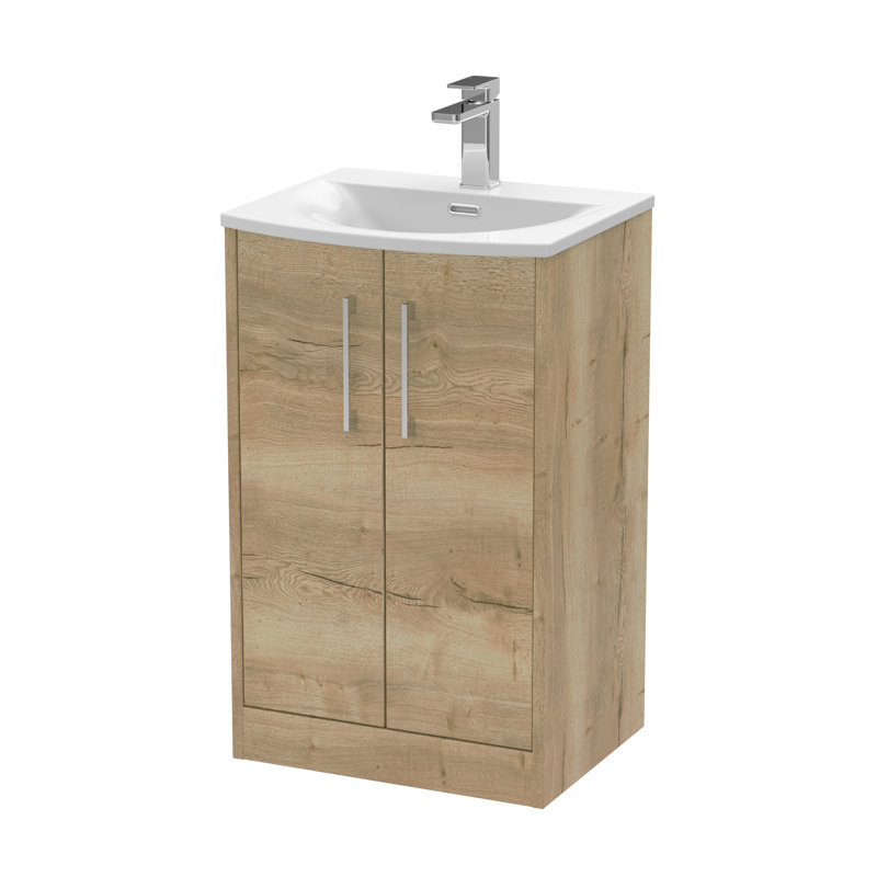 Juno 500 mm Freestanding Single Vanity with Integrated Basin, Autumn Oak
