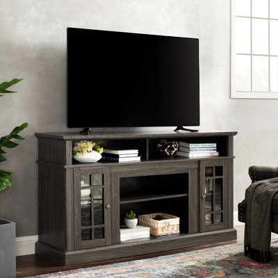 65" Tv Entertainment Stand - Dark Walnut, Space Optimization Classic Walnut & Metal Accents