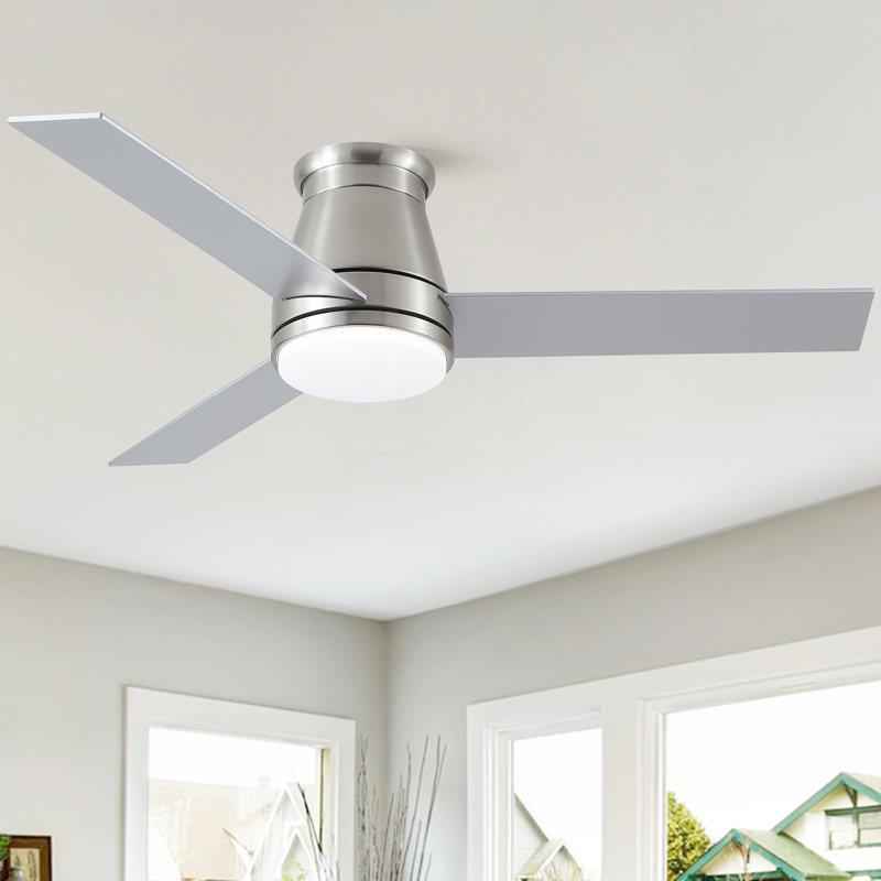 48" Bruched Nickel Lowe Profile Ceiling Fan With Light