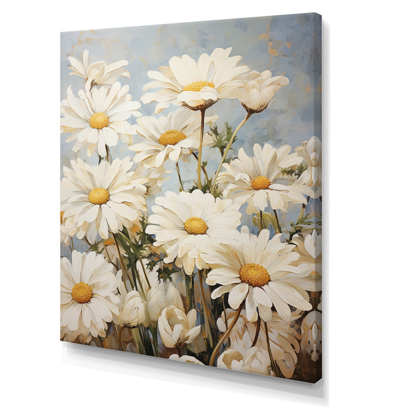 «White Daisy Fields Elegance I», reproduction sur toile, Toile tendue, H 40 po x l 30 po x P 1,5 po