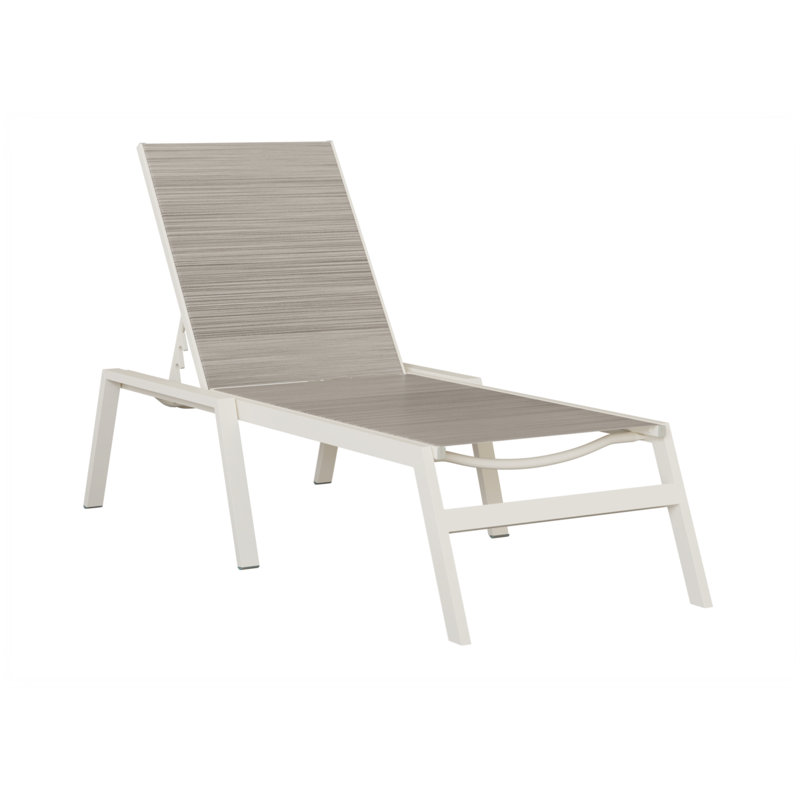Berlin Gardens Vida Chaise Armless Lounge, Light Beige, Matte White