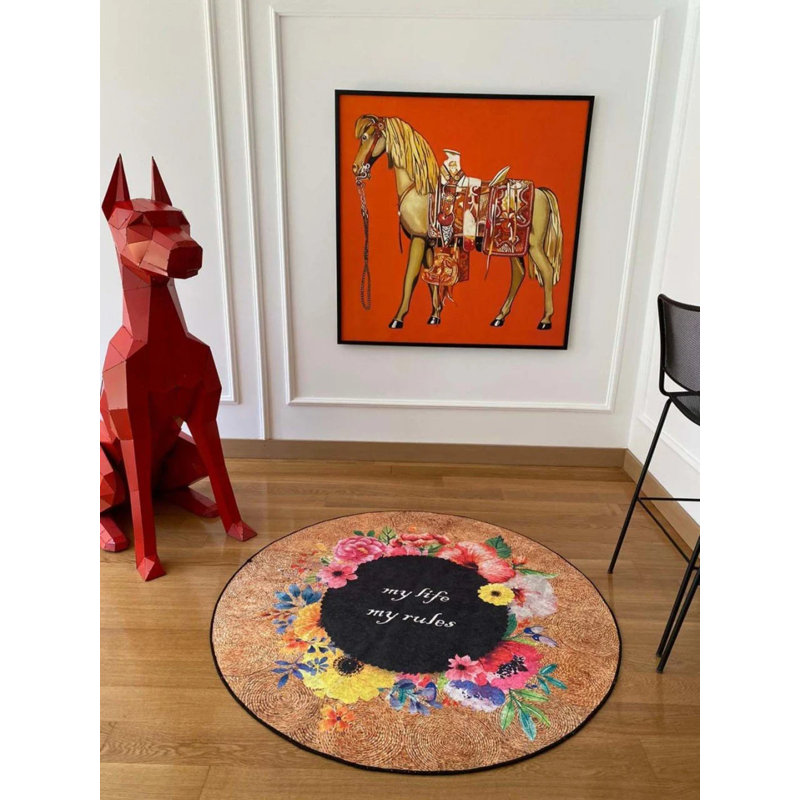 Tapis rond rond avec envers antidérapant Toscana, Rond 3 pi 11 po