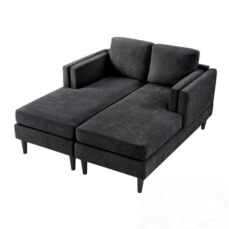 Canapé avec accoudoirs à double couche, Noir