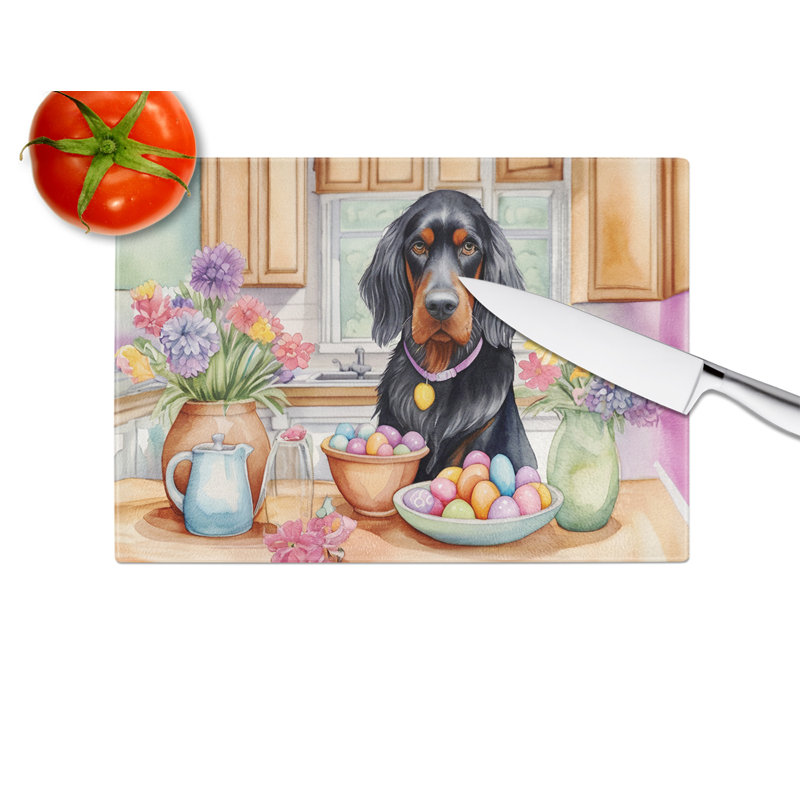 Decorating Easter Gordon Setter Glass Cutting Board