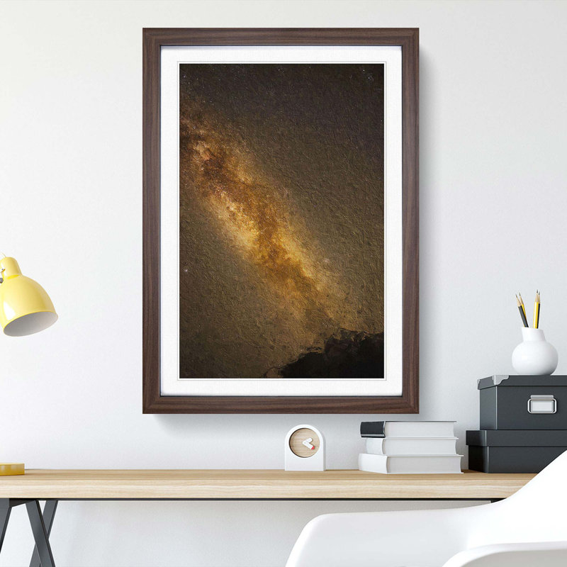 Golden Stars Above Nepal - Picture Frame Painting Print, Walnut Framed, 48cm H x 36cm W x 2cm D