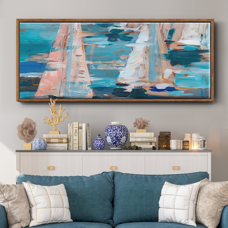 Pop Regatta I, Papier avec cadre noir fermé, H 22,5 po x l 30,5 po x P 1 po, Blanc