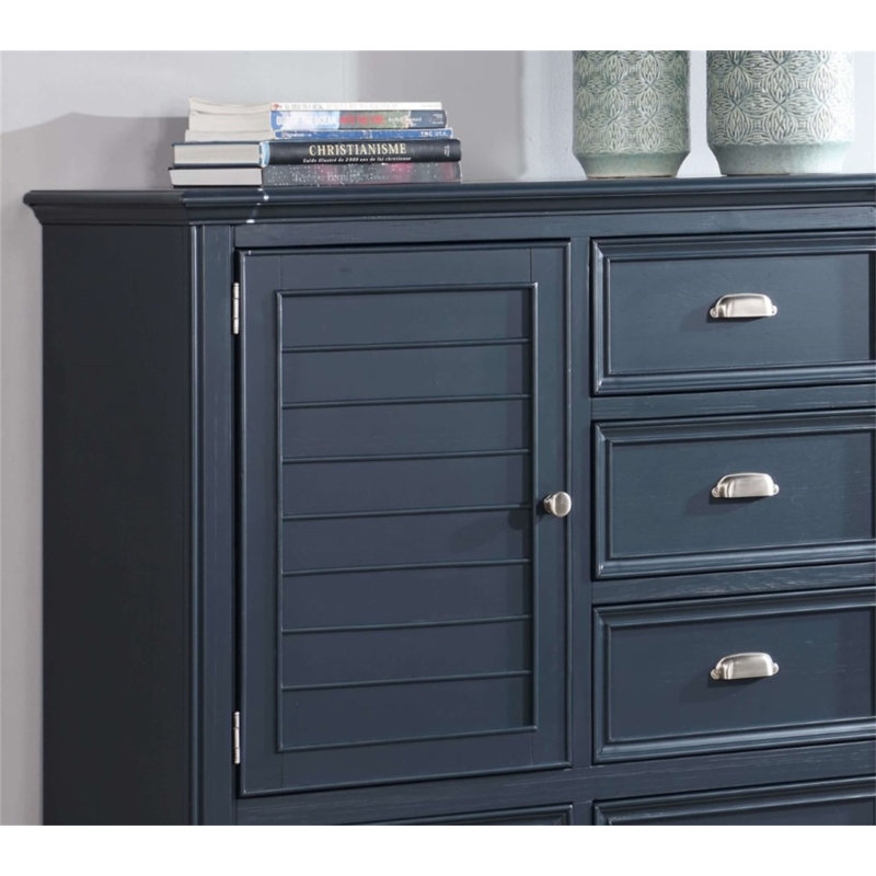 Mobilier de chambre à coucher de style transitionnel avec finition bleu ardoise 1pc