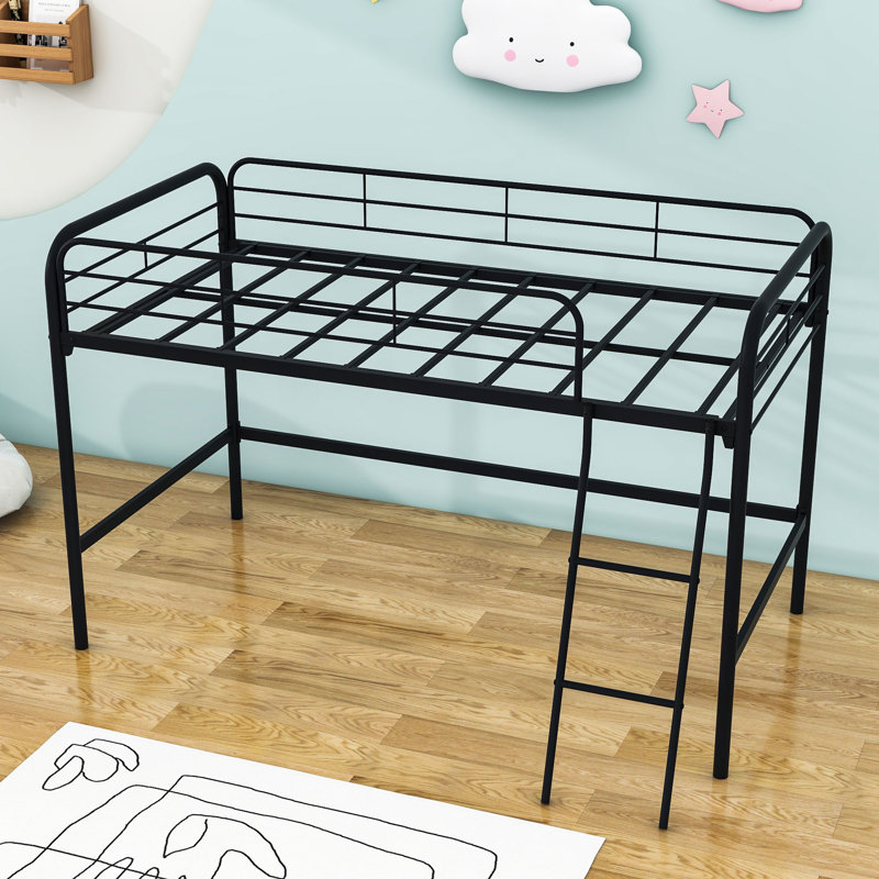 Alodi Twin Size Metal Loft Bed with Ladder