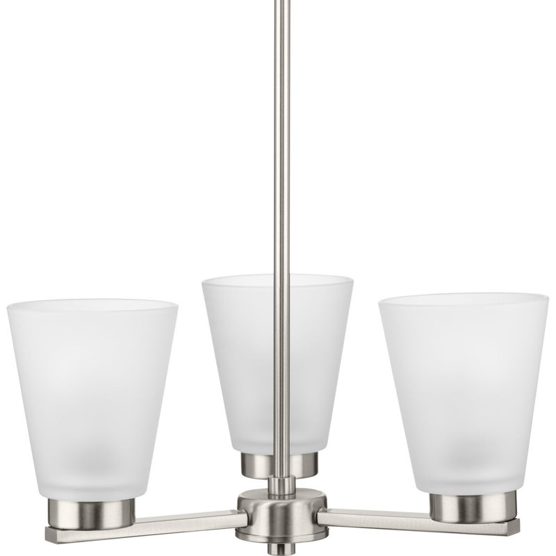 Three-Light Transitional Chandelier, Brushed Nickel
