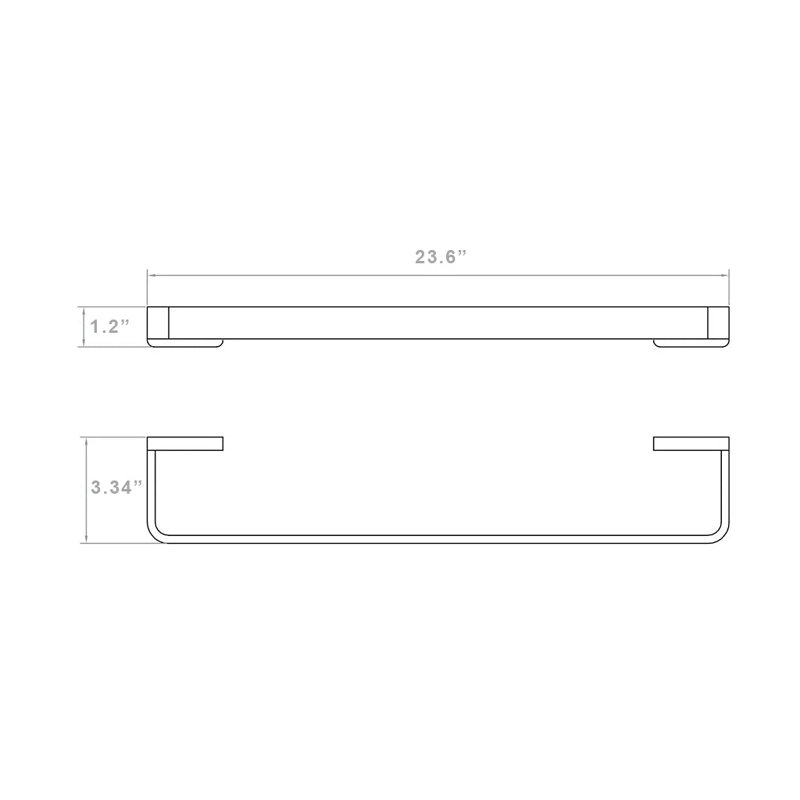 Towel Bar, Brushed Nickel, 1.18" H x 23.6" W x 3.34" D