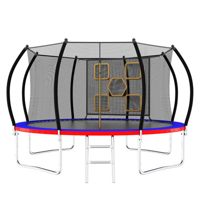 Trampoline avec enclos - Trampolines récréatives avec échelle, trampoline extérieur homologué ASTM pour enfants