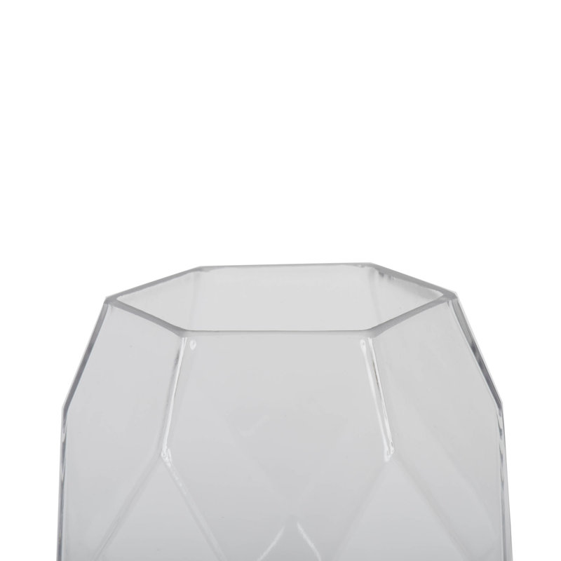 Contenant de vase géométrique en verre Atmore 7,75 ", Transparent