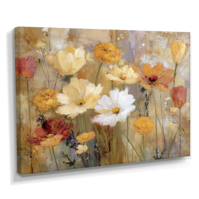 Autumn Wildflower Fields - Wildflowers Framed Prints, Yellow Floral Canvas Wall Art
